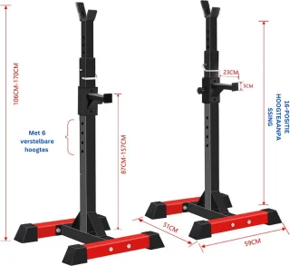 Power Rack Squat Rack Halterstandaard 6 Hoogtes Home Gym