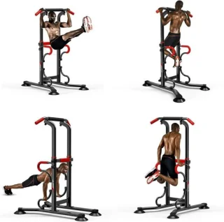 Power tower dip station pull up bar