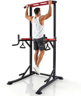 Power Tower Dip Station Vrijstaand 226 cm Rood