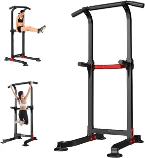 Power Tower Optrekstang - 210 cm - Zwart/Rood