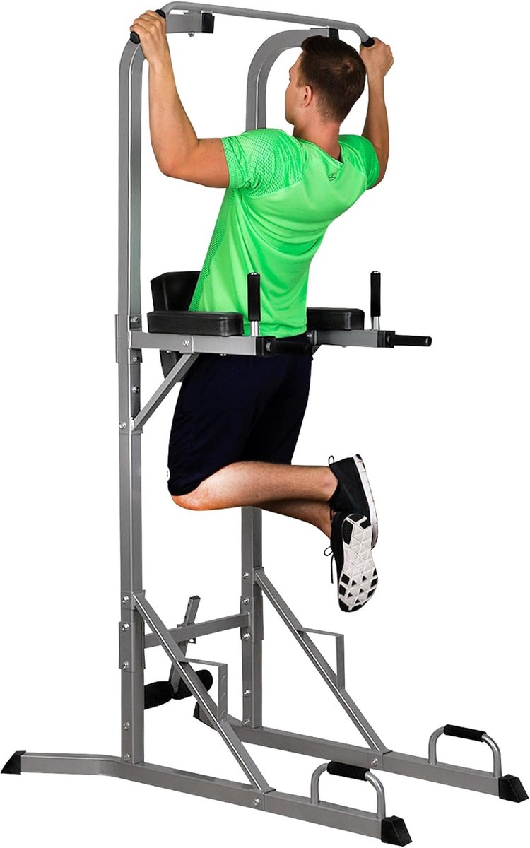 Wat vinden we goed aan de Power Tower Pull Up Station Krachtstation Staal Zilver 115x217x110 cm