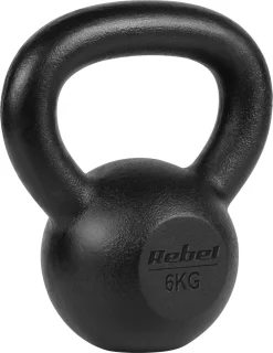 De Rebel Active kettlebell 6kg zwart gietijzer in één oogopslag
