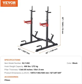 RM Store® Squat Rek Verstelbaar Zwart
