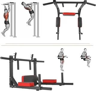 RoyaLuxe Wandgemonteerde Dip Station en Chin-Up Bar