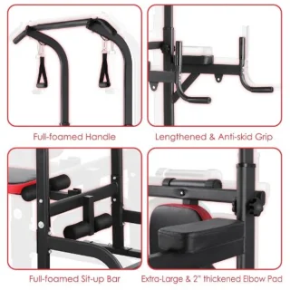 Serolux 3-in-1 Power Tower Pro Pull Up Bar & Halterbank Zwart
