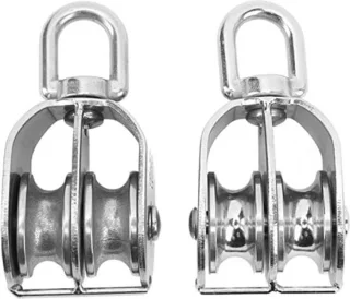 Set van 2 dubbele katrolblokken M32 RVS