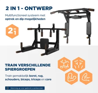 SOUTHWALL Fitness Station 2-in-1 Pull Up & Dip Bar Zwart/Rood