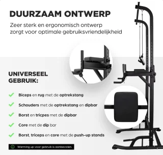 SOUTHWALL Krachtstation 2-in-1 Power Tower en Dip Station Zwart