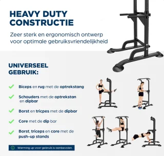 SOUTHWALL Krachtstation Verstelbaar Power Tower Home Gym Zwart