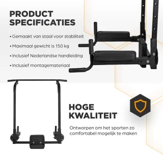 SOUTHWALL Pull Up Bar en Dip Bar Fitnessstation Zwart