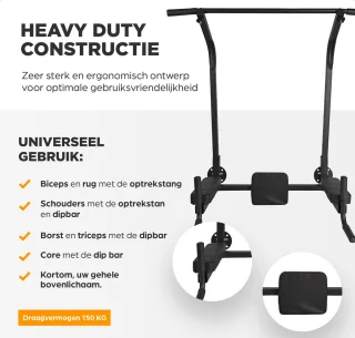 SOUTHWALL Pull Up Bar en Dip Bar Fitnessstation Zwart