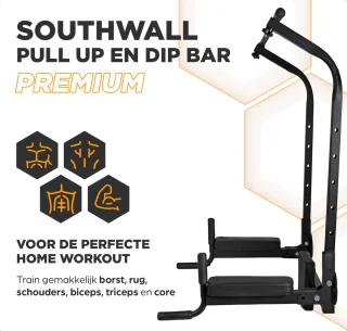 SOUTHWALL Pull Up Bar en Dip Bar Fitnessstation Zwart