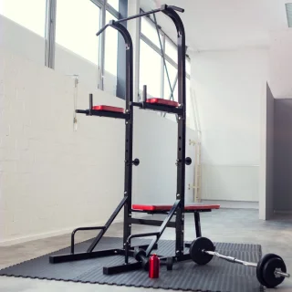 tectake krachtstation met optrekstang en opklapbare halterbank