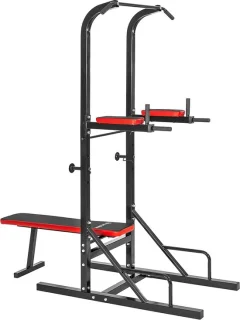 tectake krachtstation met optrekstang en opklapbare halterbank