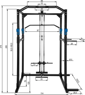 tectake Krachtstation Treklat Dipstation Lat Pull-Down 25mm zwart/blauw