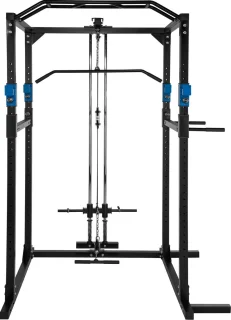 tectake Krachtstation Treklat Dipstation Lat Pull-Down 25mm zwart/blauw