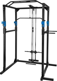 tectake Krachtstation Treklat Dipstation Lat Pull-Down 25mm zwart/blauw