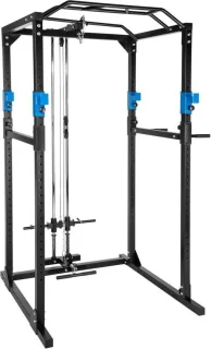 tectake Krachtstation Treklat Dipstation Lat Pull-Down 25mm zwart/blauw