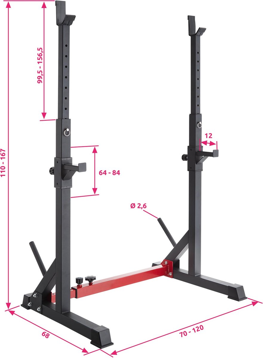 Wat vinden we goed aan de tectake® Squat Rack Verstelbaar Halterrek