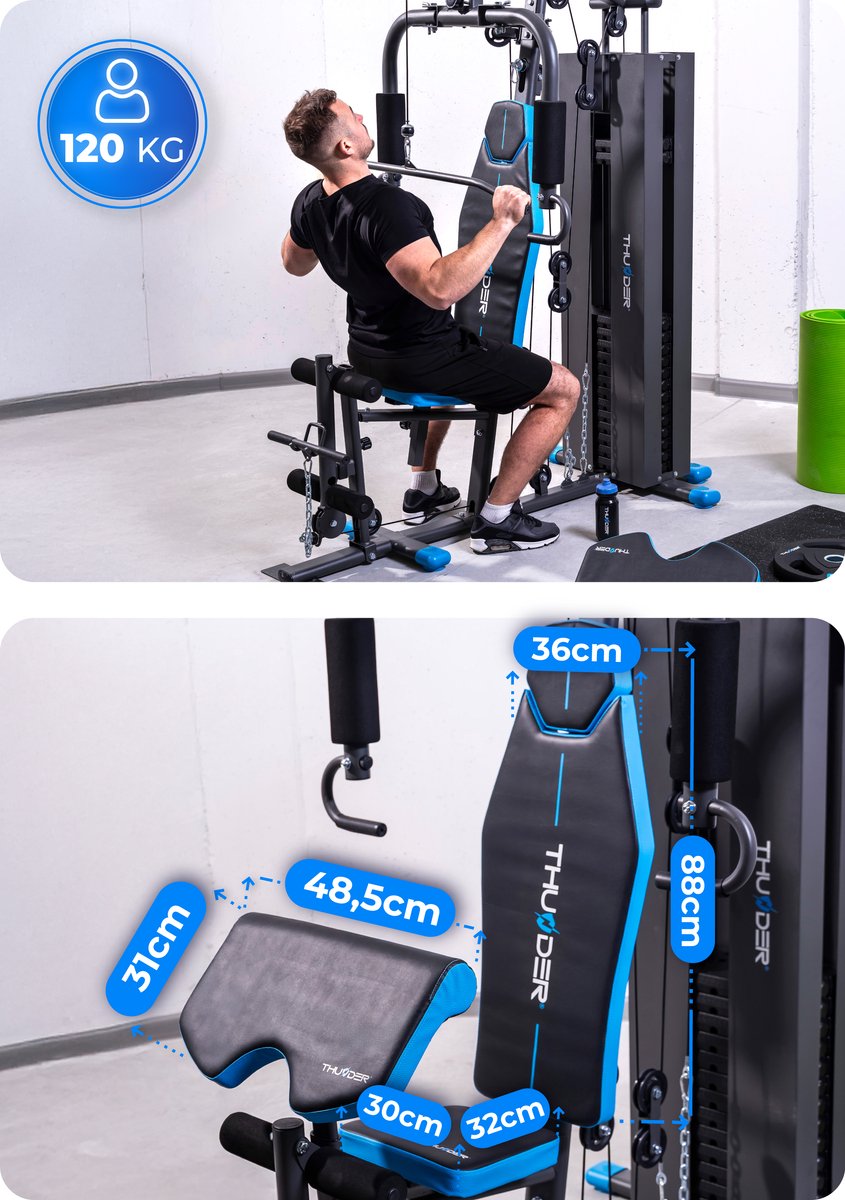 THUNDER FORCE Krachtstation Homegym met Gewichtsstapel 67 kg