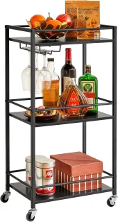 TMJ519B Home Bar Servierwagen 3-Etagen Schwarz