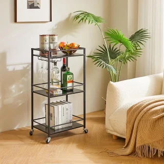 TMJ519B Home Bar Servierwagen 3-Etagen Schwarz