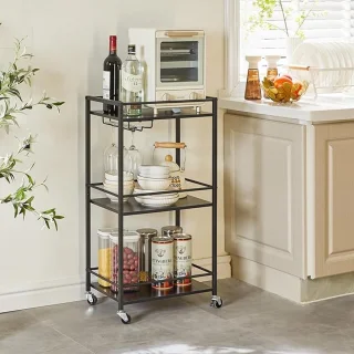 TMJ519B Home Bar Servierwagen 3-Etagen Schwarz