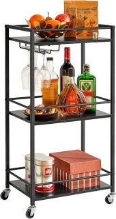 TMJ519B Home Bar Servierwagen 3-Etagen Schwarz
