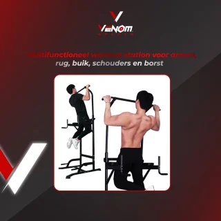 Venom Sports Krachtstation Power Tower Zwart 105x86x223cm