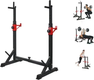 Verstelbaar squat rack dip station zwart