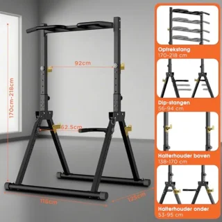Vouwbare Power Tower - Vrijstaand Fitnessstation voor Thuis