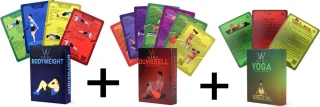 WEBU 51 Bodyweight Kaarten + 55 Dumbbell Workout Kaarten + 51 Yoga Kaarten Set