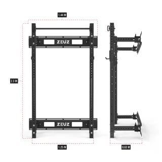 ZEUZ Opvouwbaar Wandrek Squat & Power Rack Zwart
