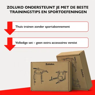Zoluko Dip & Pull-Up Bar Wandmontage 2-in-1 Zwart/Rood