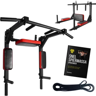 Zoluko Dip & Pull Up Bar Wandmontage 200kg Zwart/Rood