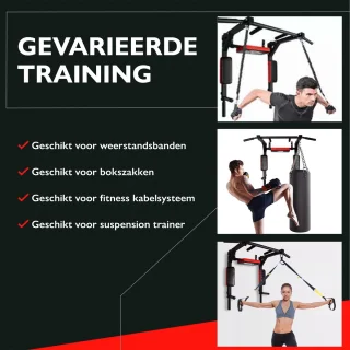 Zoluko Dip & Pull Up Bar Wandmontage 200kg Zwart/Rood