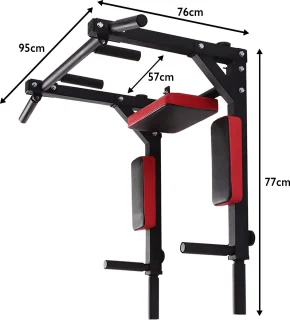 Zoluko Dip & Pull Up Bar Wandmontage 200kg Zwart/Rood
