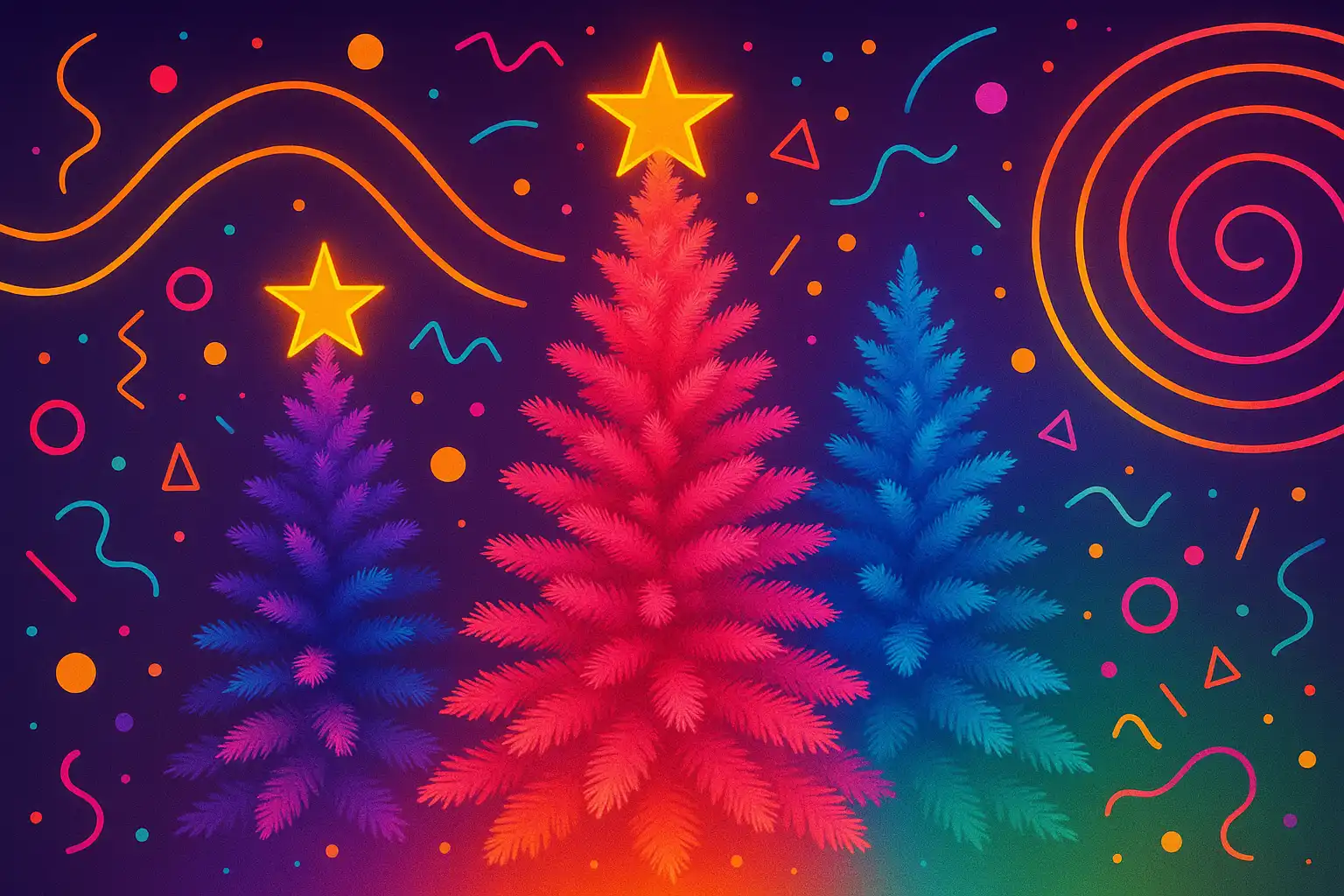 festival vibes in december: neon-gekleurde kunstkerstbomen die je interieur laten knallen