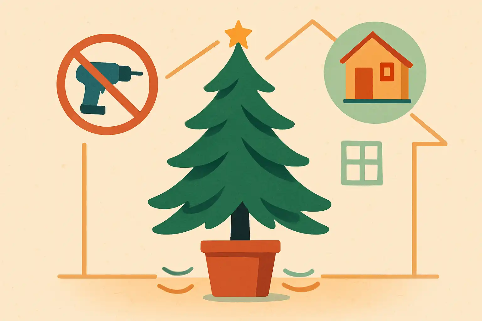 Geen boren, geen stress: zo zet je je kunstkerstboom stevig neer in een huurwoning of tiny house