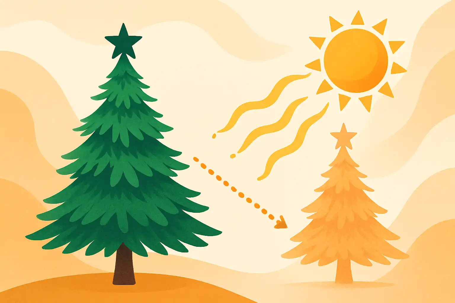 Waarom je kunstkerstboom kan verkleuren in de zon (en zo voorkom je het)