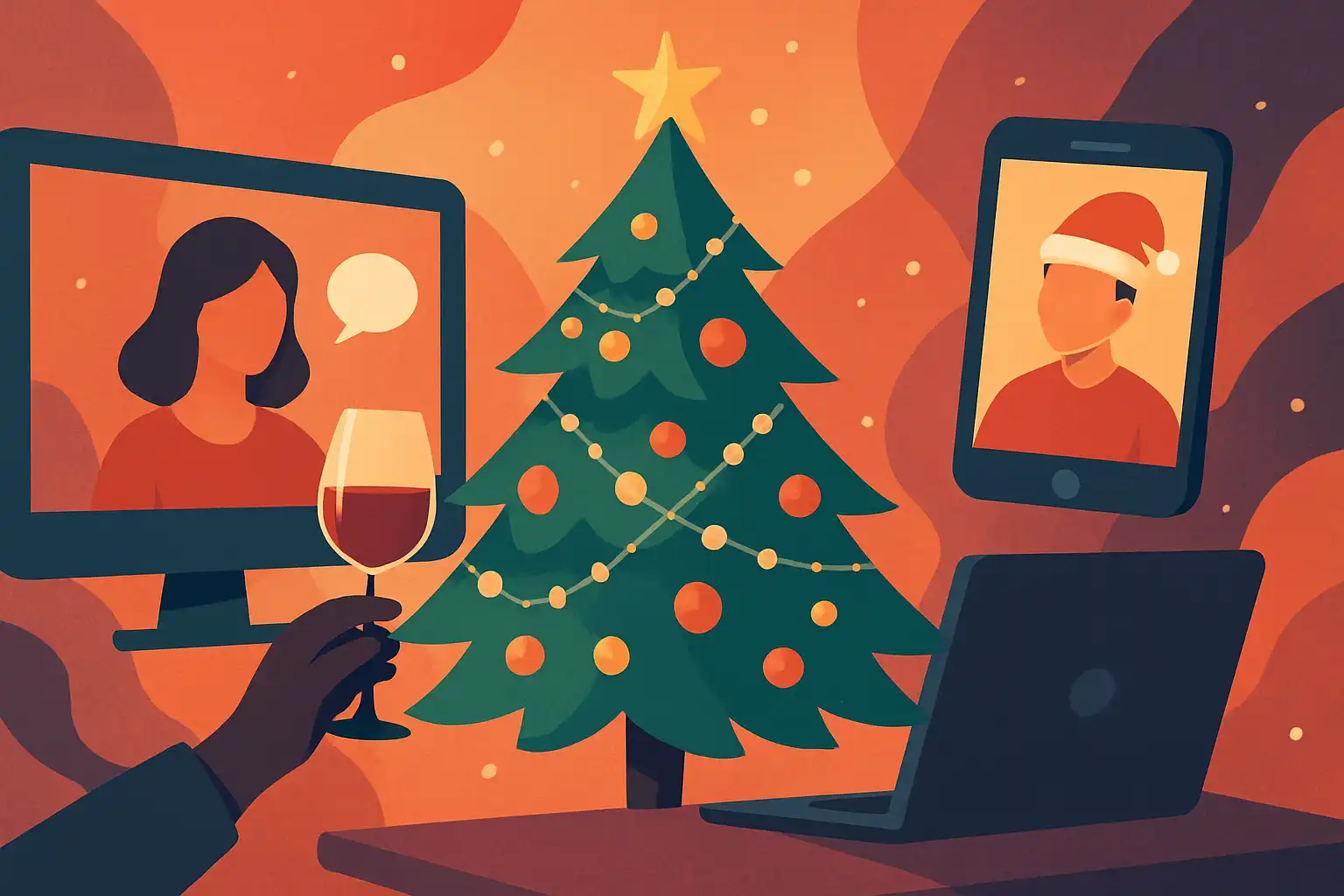 Zo maak je van je kunstkerstboom het perfecte achtergronddecor voor online feestjes en videobellen