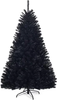 COSTWAY Kunstkerstboom, 180 cm/225 cm, zwart, dennenboom met metalen standaard, kerstboom, pvc-punten, ideaal voor thuis, kantoor, winkels en hotels (180 cm)