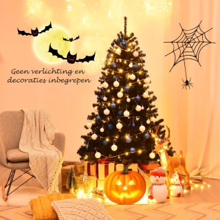 COSTWAY Kunstkerstboom, 180 cm/225 cm, zwart, dennenboom met metalen standaard, kerstboom, pvc-punten, ideaal voor thuis, kantoor, winkels en hotels (180 cm)