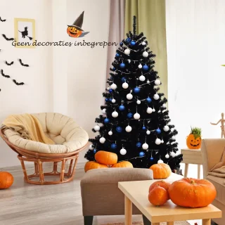 COSTWAY Kunstkerstboom, 180 cm/225 cm, zwart, dennenboom met metalen standaard, kerstboom, pvc-punten, ideaal voor thuis, kantoor, winkels en hotels (180 cm)