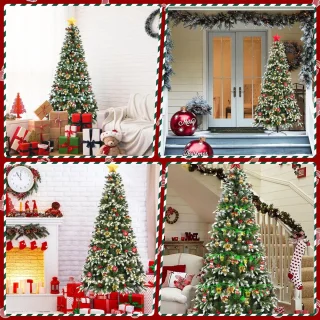Kunstkerstboom Groen en Wit 1,8m met Realistische Look