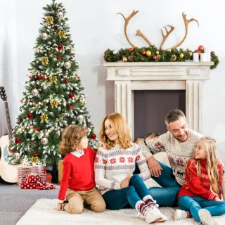 Kunstkerstboom Groen en Wit 1,8m met Realistische Look