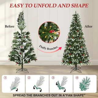 Kunstkerstboom Groen en Wit 1,8m met Realistische Look