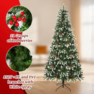 Kunstkerstboom Groen en Wit 1,8m met Realistische Look