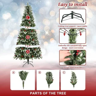 Kunstkerstboom Groen en Wit 1,8m met Realistische Look