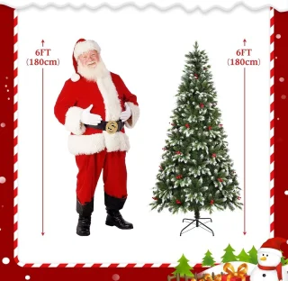 Kunstkerstboom Groen en Wit 1,8m met Realistische Look
